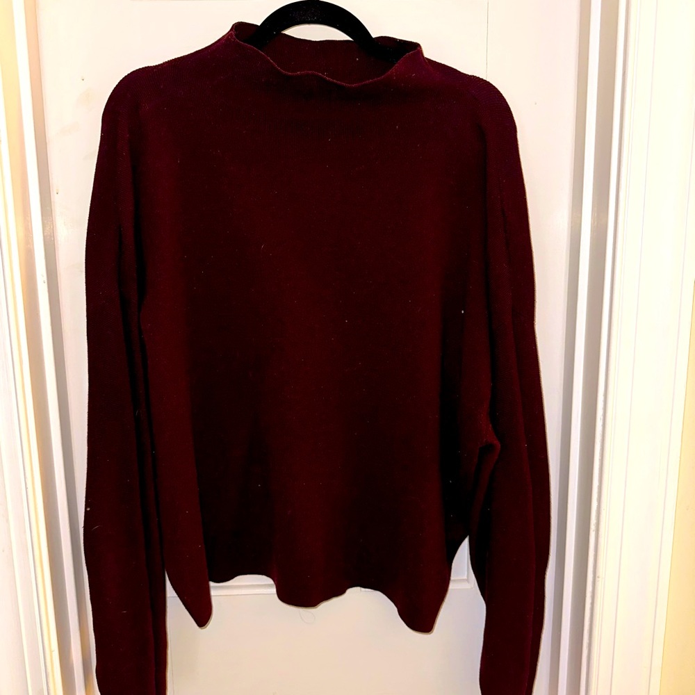 Large H&M mock neck burgundy sweater